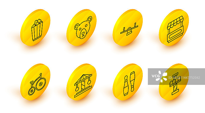 旋转木马、保龄球瓶和复古设计素材图片素材