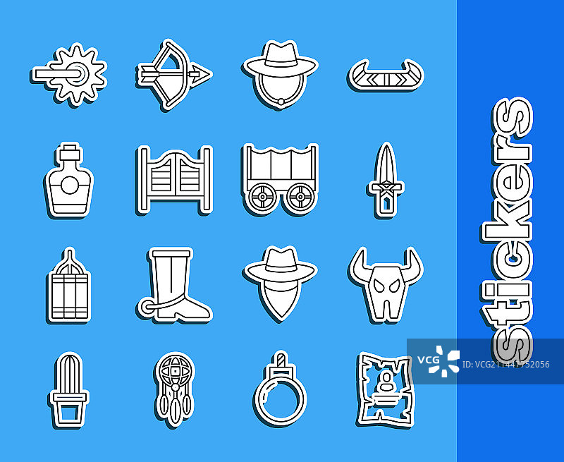 通缉西部海报与野牛头骨图片素材