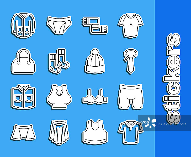 衬衫线条、骑行短裤、领带和冬季围巾图片素材