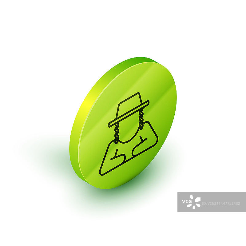 2.5D正统犹太教帽子与鬓角线条图片素材