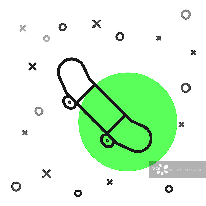 黑色线条滑板技巧图标，白色背景图片素材