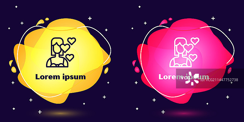 蓝色背景上的“爱自己”图标线条组合图片素材