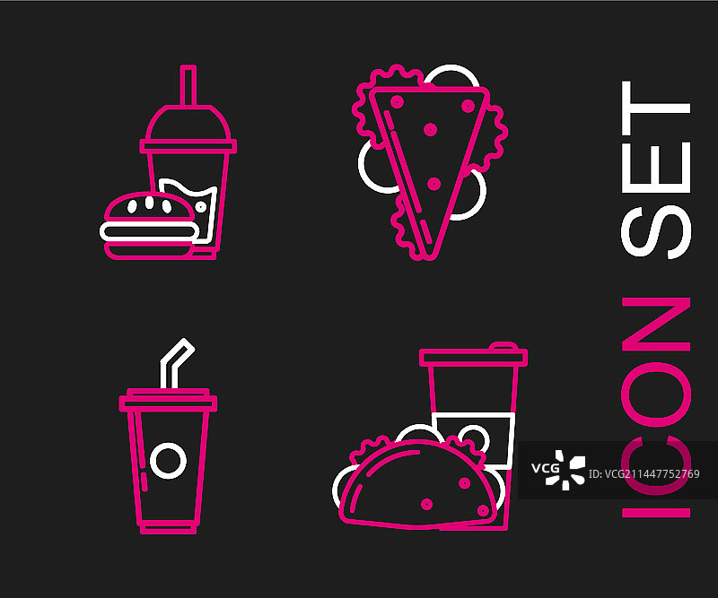 纸、玻璃杯和墨西哥卷饼玉米饼线条设计图片素材