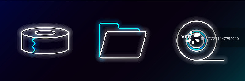 线条、透明胶带、文件夹发光图标图片素材