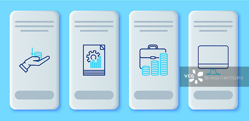 包含图表、公文包的线性文档图片素材