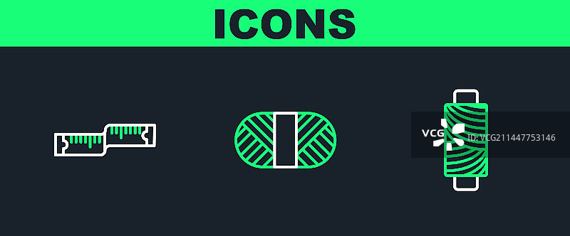 线轴上的缝纫线卷尺套装图片素材