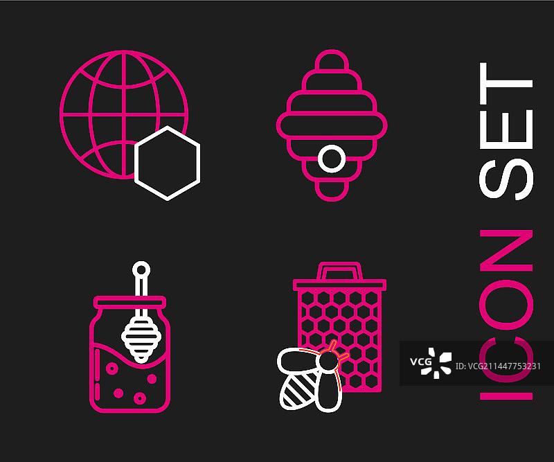 蜜蜂、蜂巢和蜂蜜罐图片素材