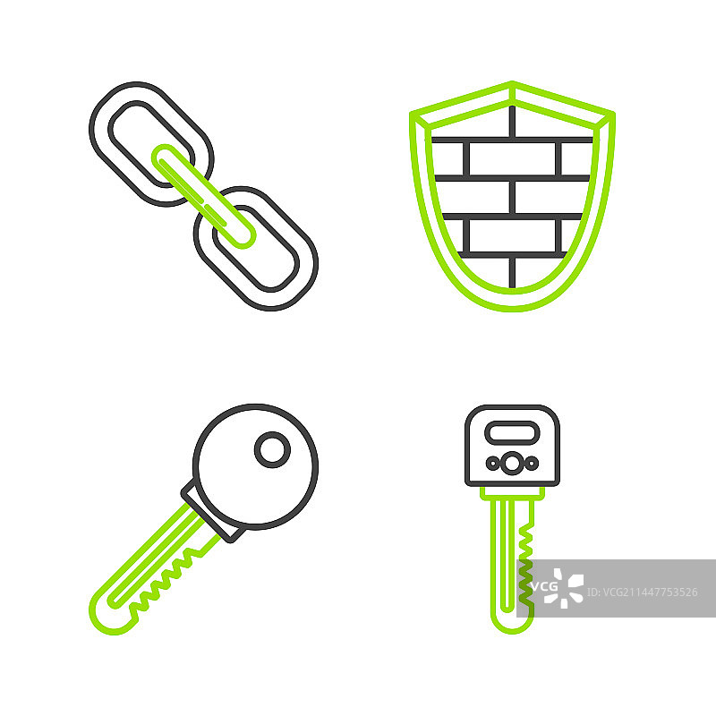 网络安全盾牌钥匙线条组合图片素材