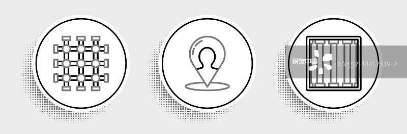 线条图案：监狱窗户与地图标记图片素材