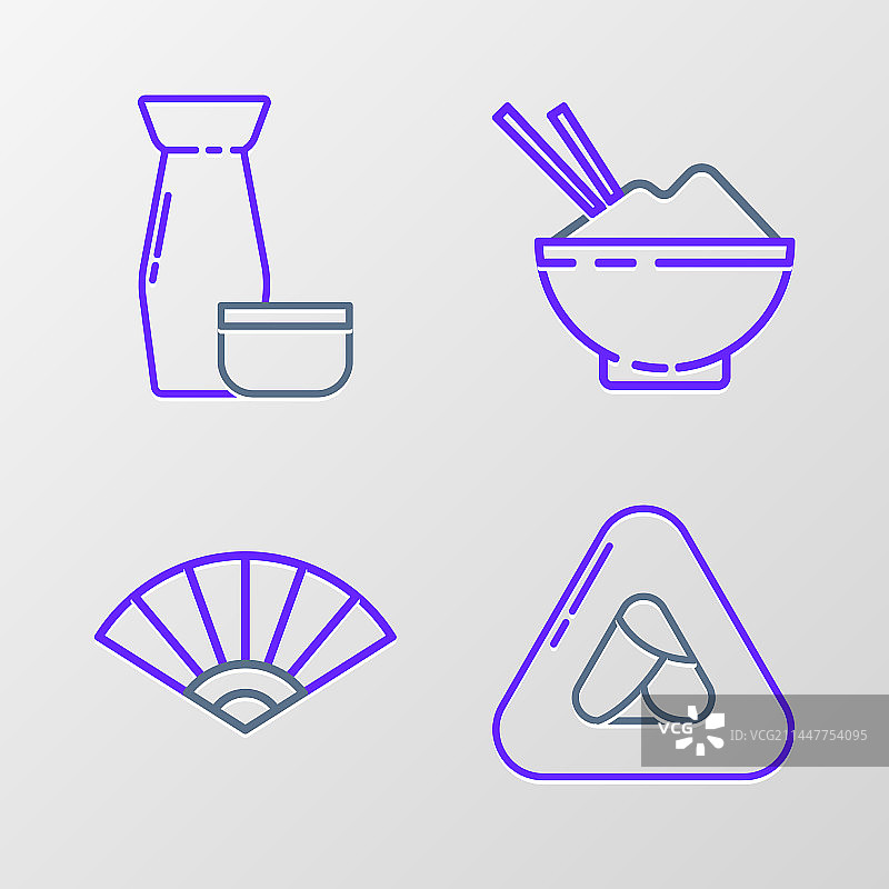 线条图案：寿司、纸、中式或日式折叠图片素材