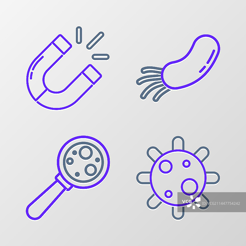 放大镜下的细菌微生物合集图片素材