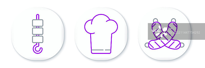 香肠烤肉串线条组合图片素材