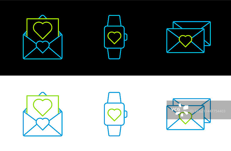 情人节爱心信封线条素材图片素材