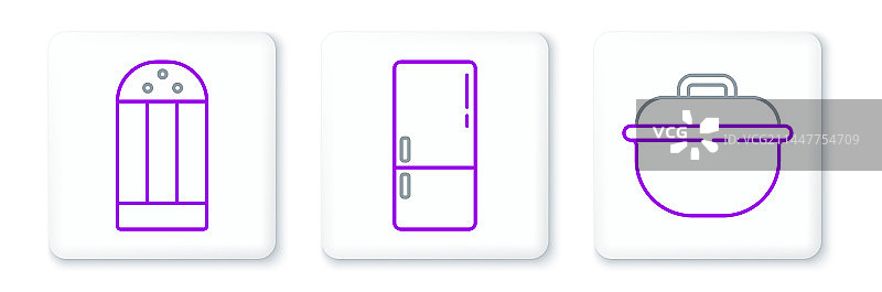 厨具线条素材：锅、盐、冰箱图片素材