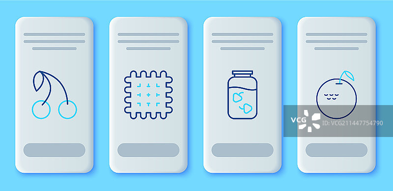 饼干、草莓酱罐线稿图片素材