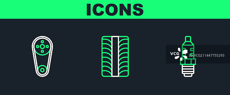 汽车火花塞正时皮带轮胎套件图片素材