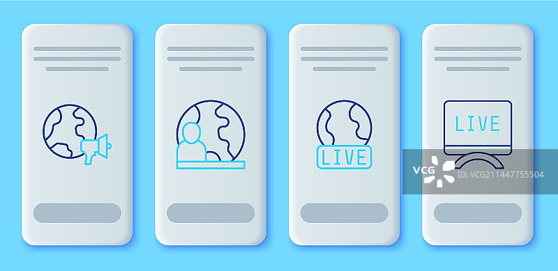 世界新闻直播报道和图标图片素材