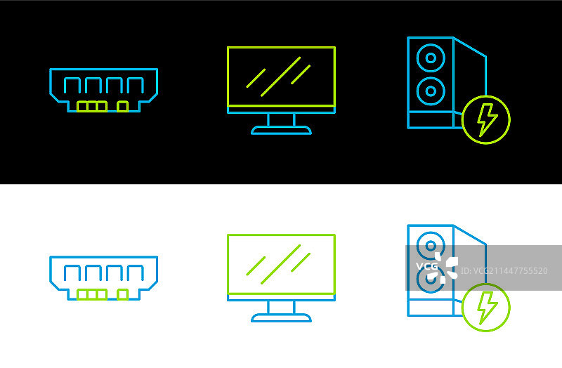 电脑机箱内存条线条设计图片素材