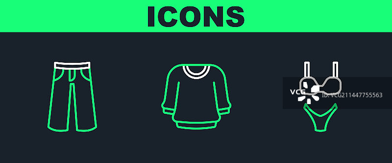 泳衣、裤子和毛衣图标图片素材