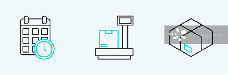 一组包含纸箱、纸板箱和纸板图片素材