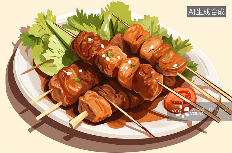 【AI数字艺术】盘子里的肉的特写镜头图片素材