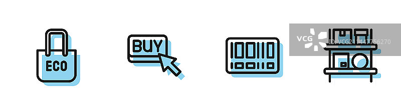 条形码购物袋线描图标图片素材