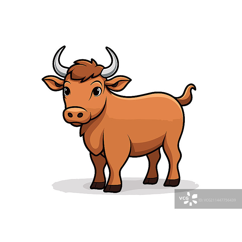 手绘公牛涂鸦风格卡通图片素材