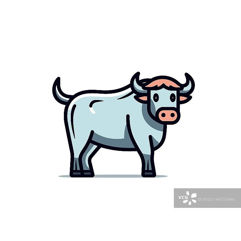 手绘公牛涂鸦风格卡通图片素材
