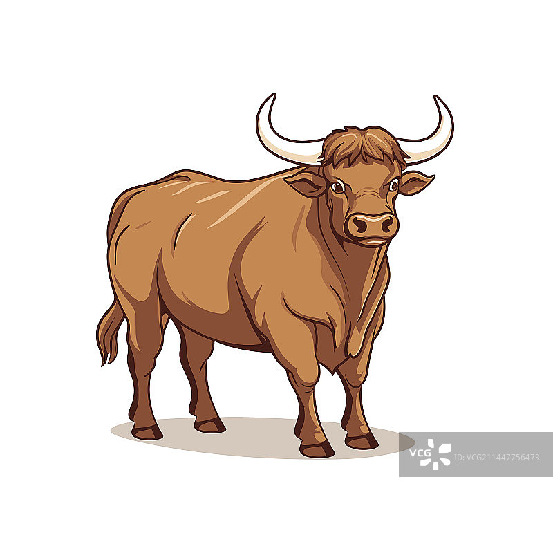 手绘公牛涂鸦风格卡通图片素材
