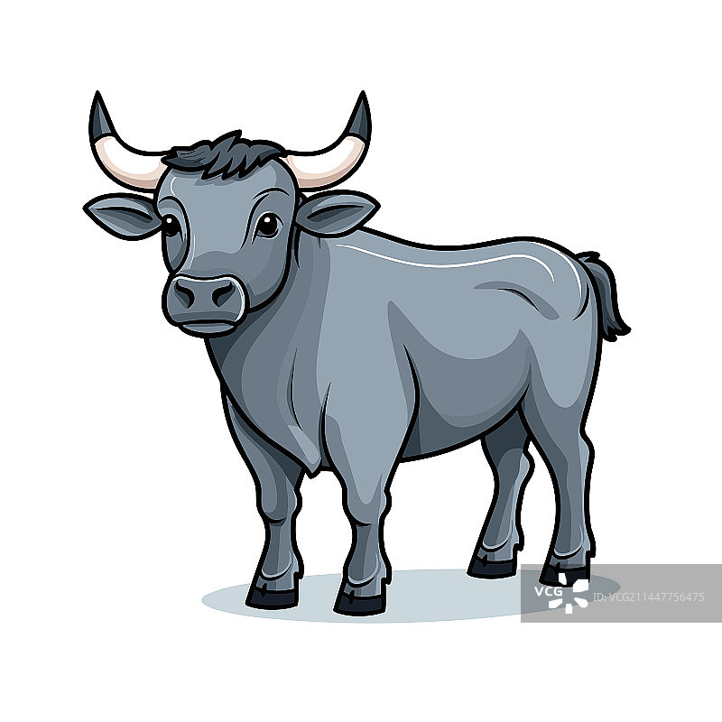 手绘公牛涂鸦风格卡通图片素材