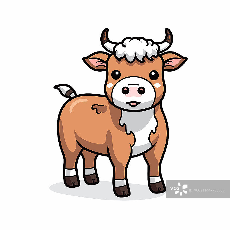 手绘牛涂鸦风格卡通图片素材