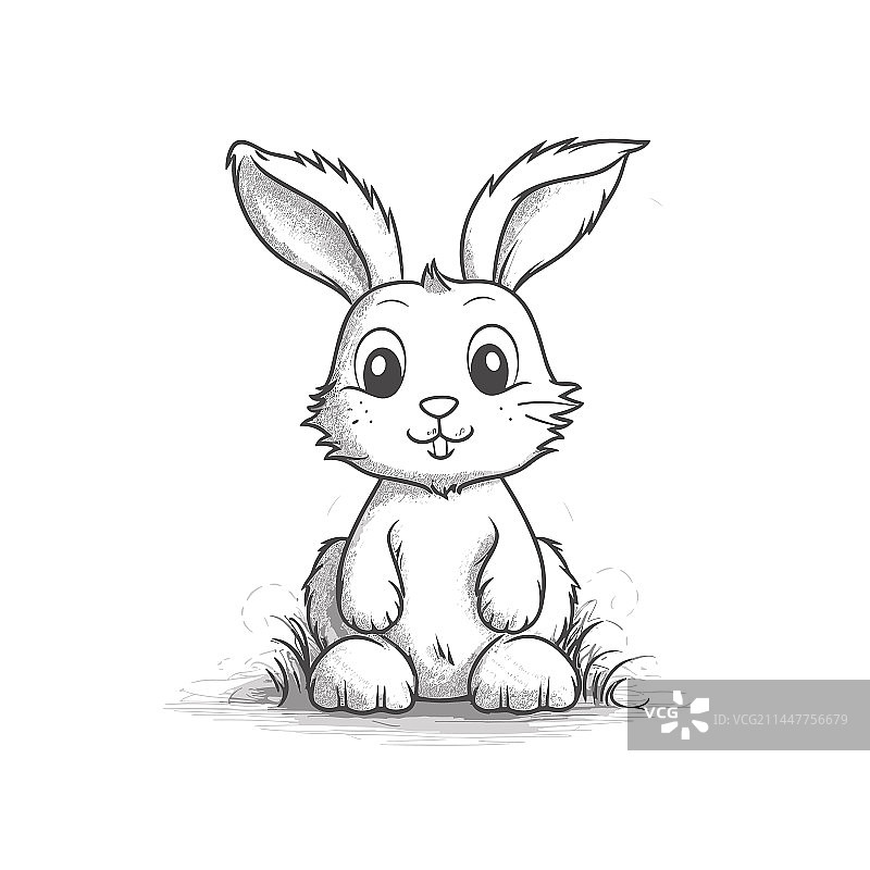 手绘涂鸦风格卡通兔子图片素材