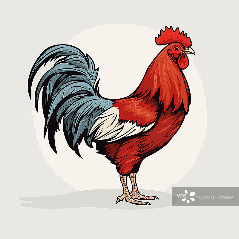 手绘公鸡涂鸦卡通图片素材