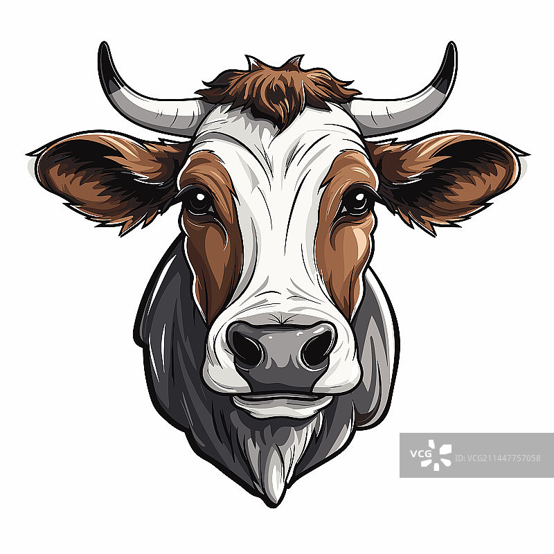 手绘涂鸦风格奶牛卡通图片素材