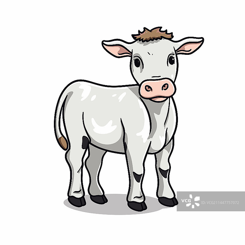 手绘涂鸦风格奶牛卡通图片素材