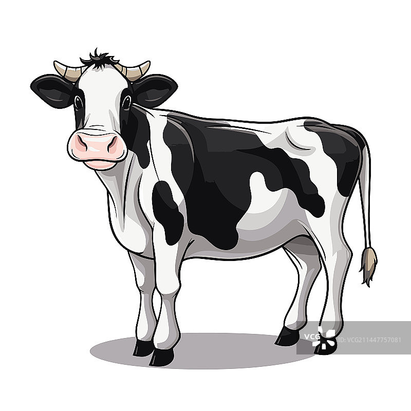 手绘涂鸦风格奶牛卡通图片素材
