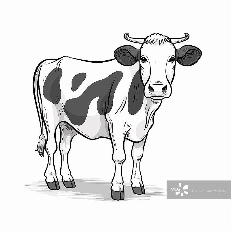 手绘涂鸦风格奶牛卡通图片素材