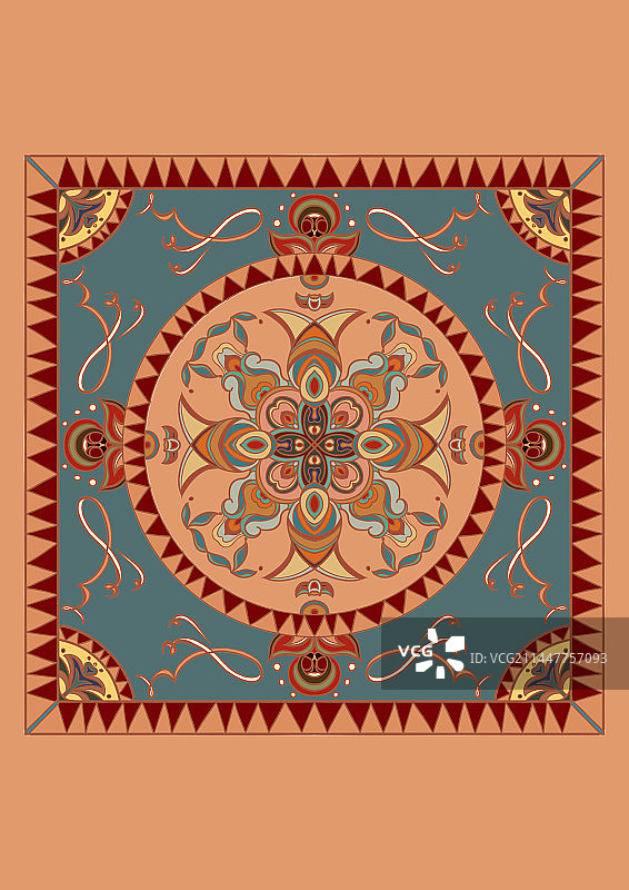 敦煌藻井四方平棋图图片素材
