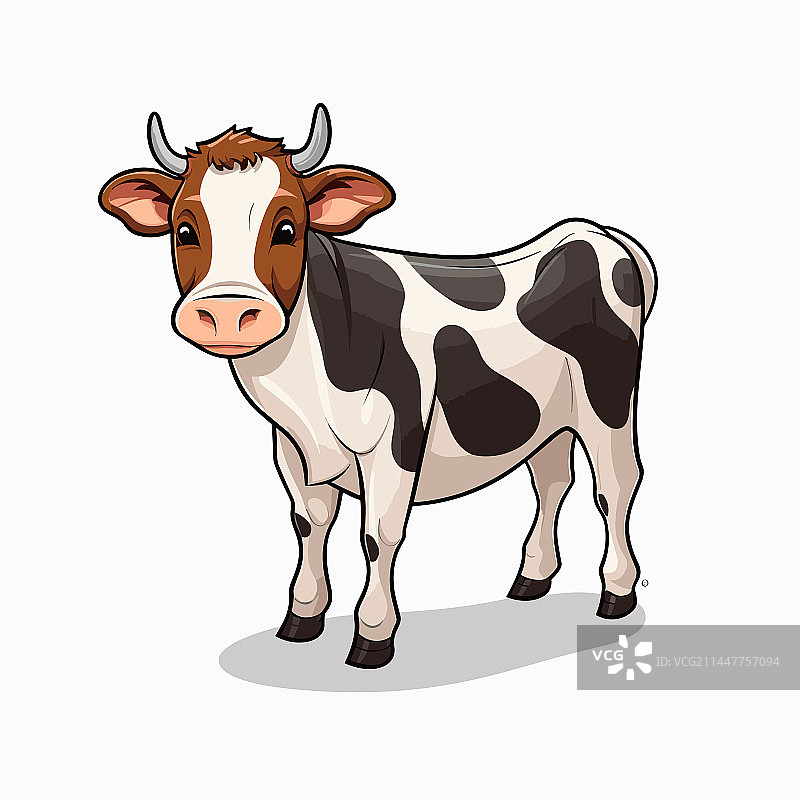 手绘涂鸦风格奶牛卡通图片素材