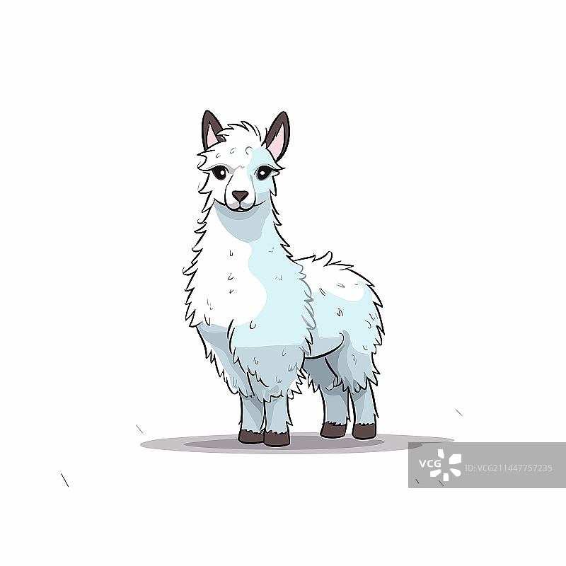 手绘羊驼涂鸦风格卡通图片素材