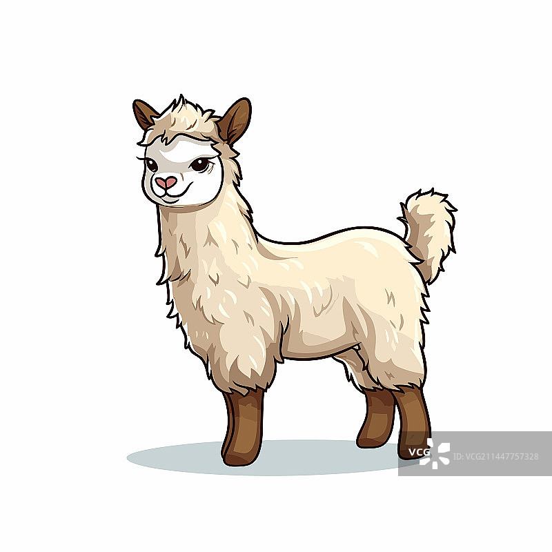 手绘羊驼涂鸦风格卡通图片素材
