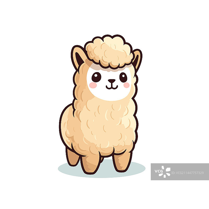 手绘羊驼涂鸦风格卡通图片素材