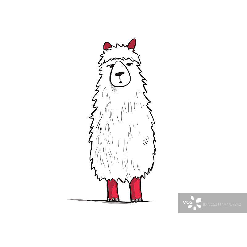 手绘羊驼涂鸦风格卡通图片素材