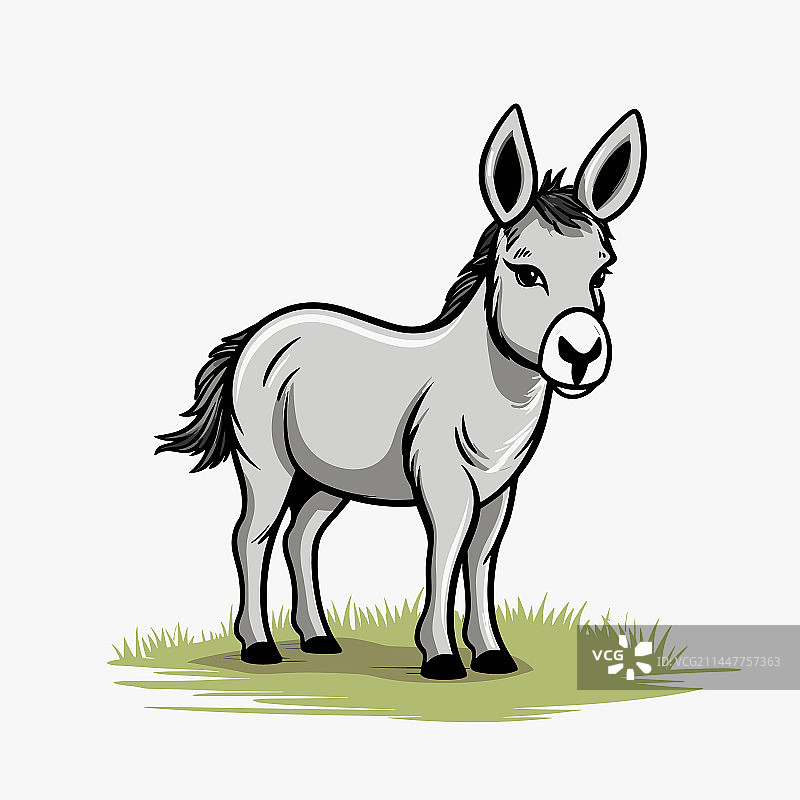 手绘卡通风格的驴图片素材