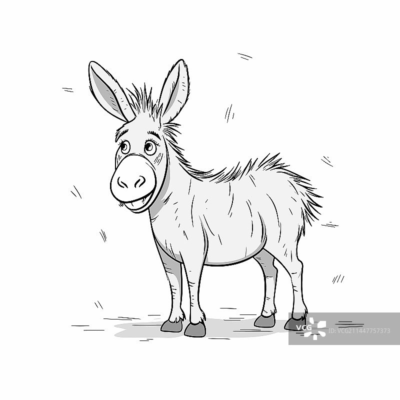 手绘卡通风格的驴图片素材