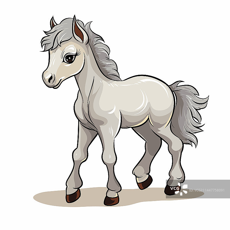 手绘卡通风格小马驹图片素材