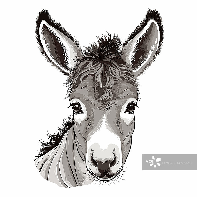 手绘风格小驴驹涂鸦图片素材