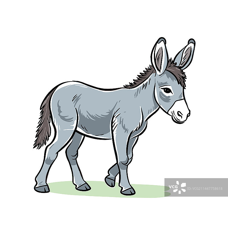 手绘风格小驴驹涂鸦图片素材