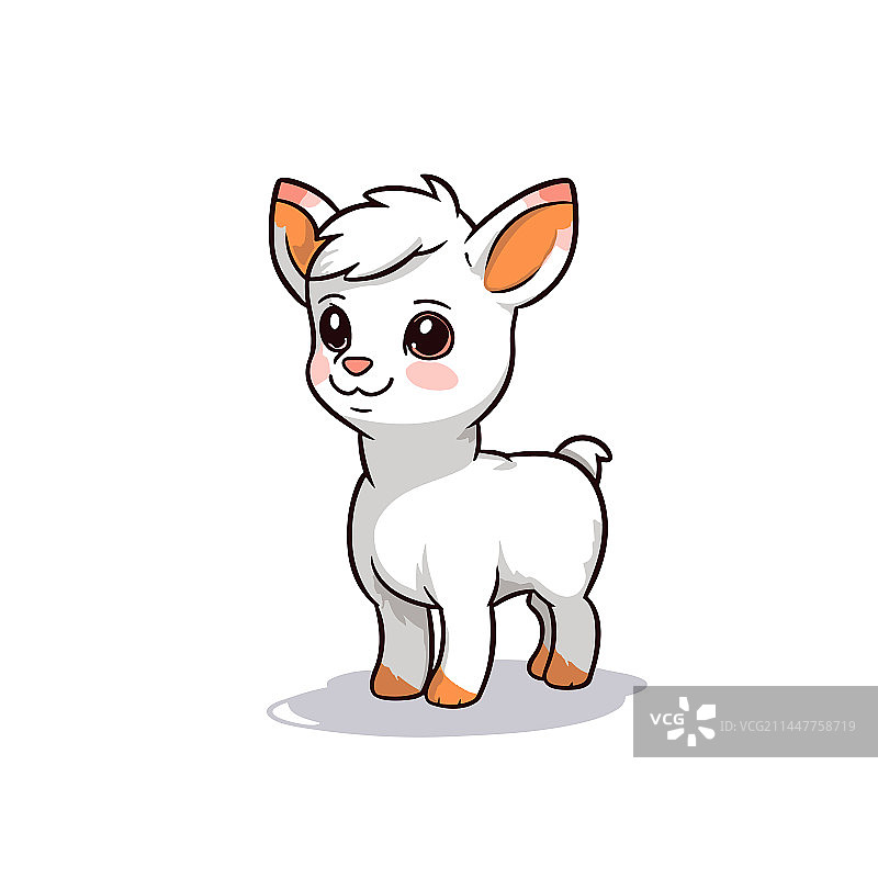 手绘涂鸦风格卡通小山羊图片素材