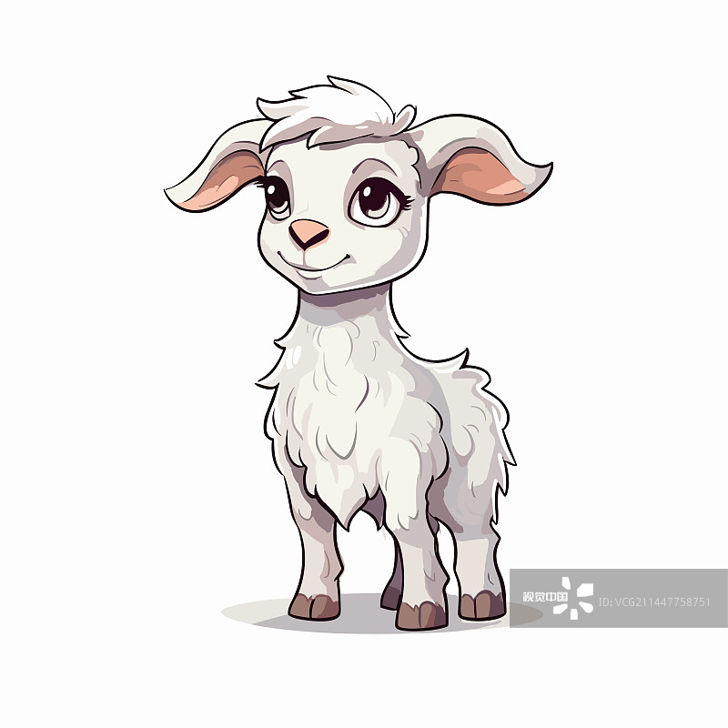 手绘涂鸦风格卡通小山羊图片素材